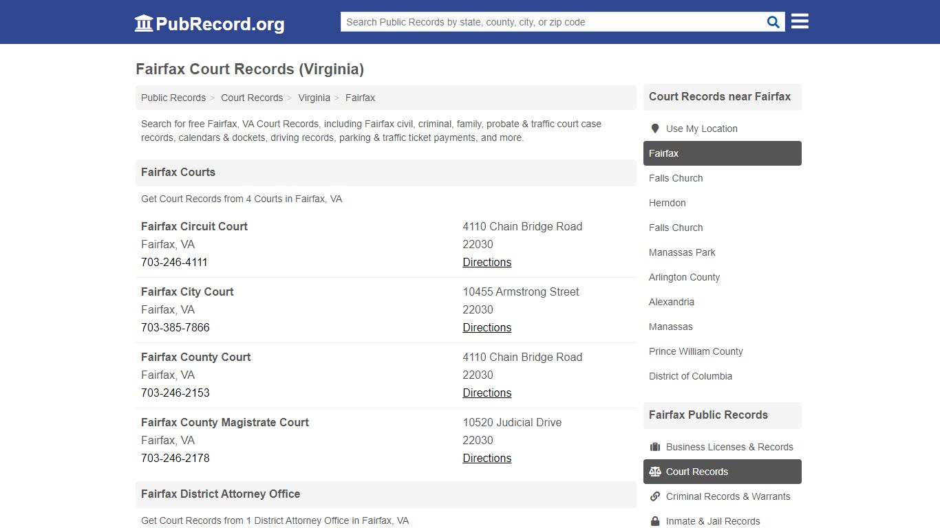 Free Fairfax Court Records (Virginia Court Records)